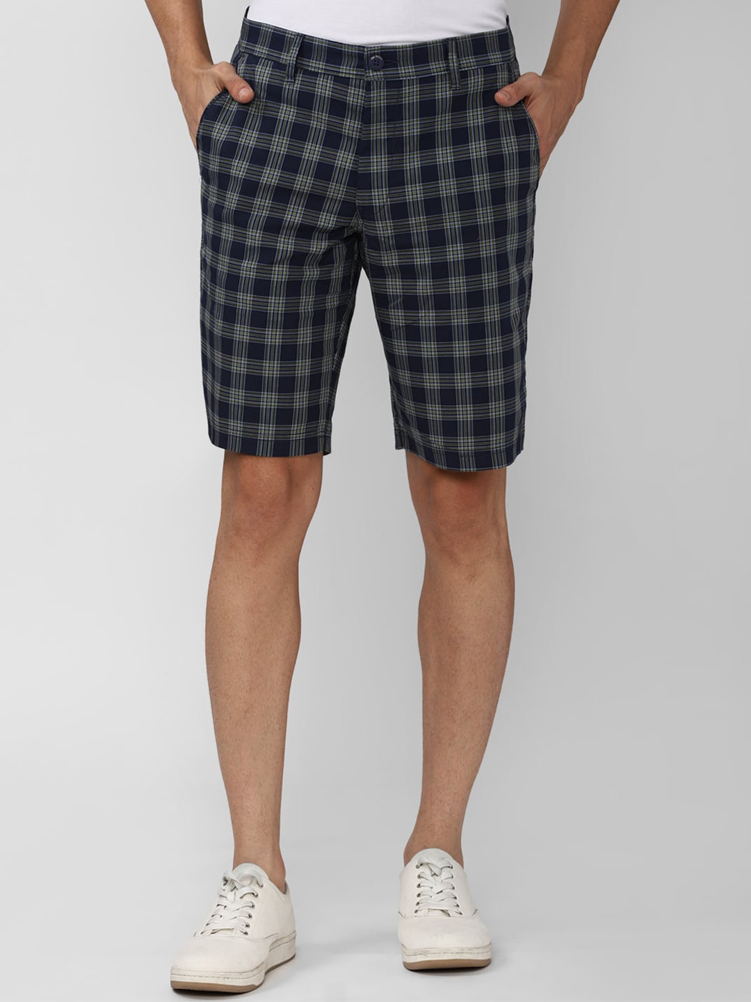 Van Heusen Sport Men Navy Blue Checked Shorts
