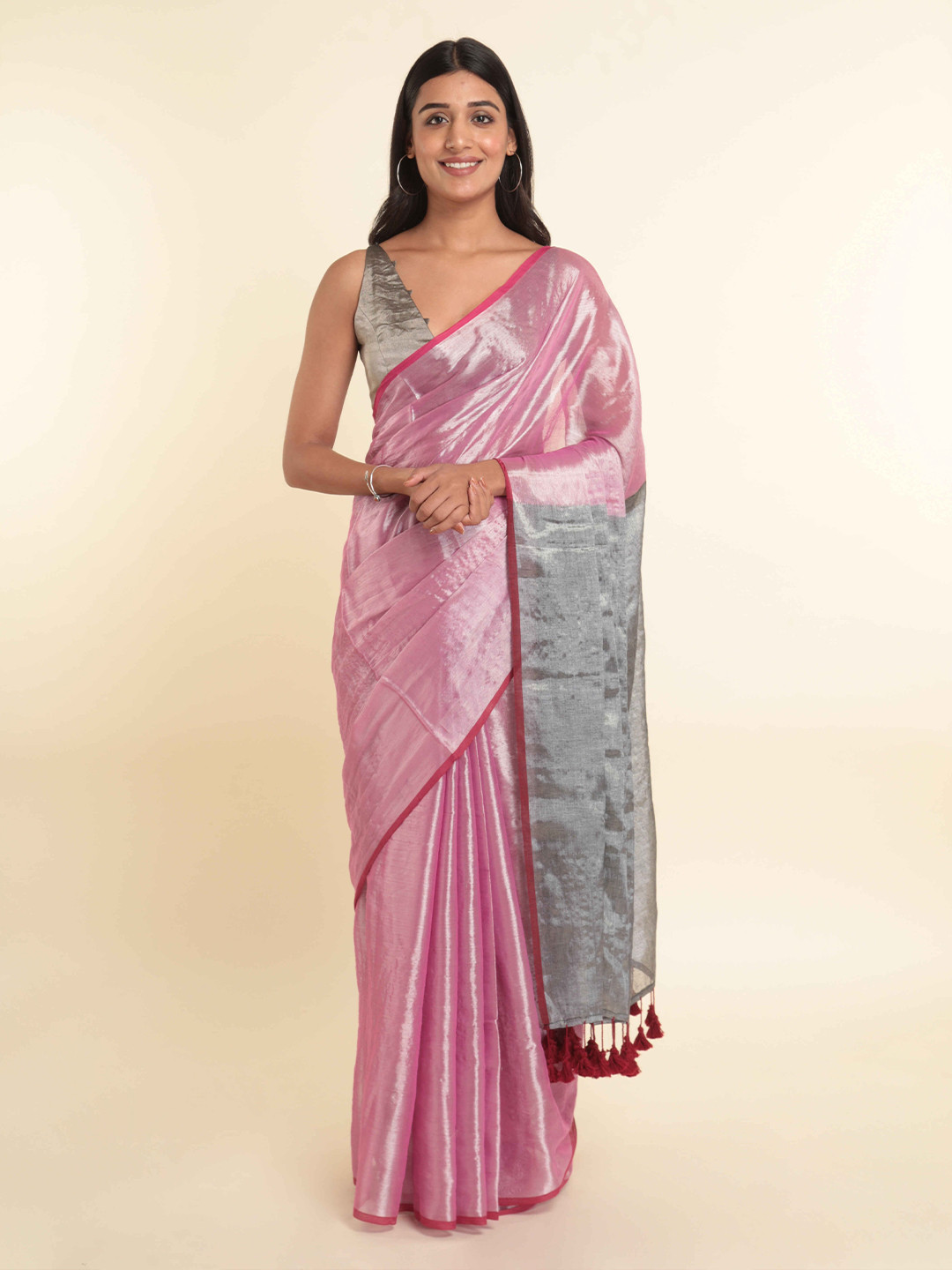 Suta Pink & Grey Saree