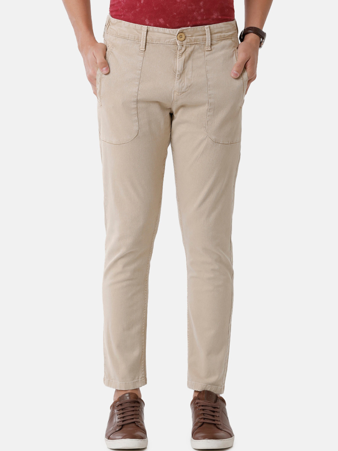 Voi Jeans Men Brown Solid Trousers