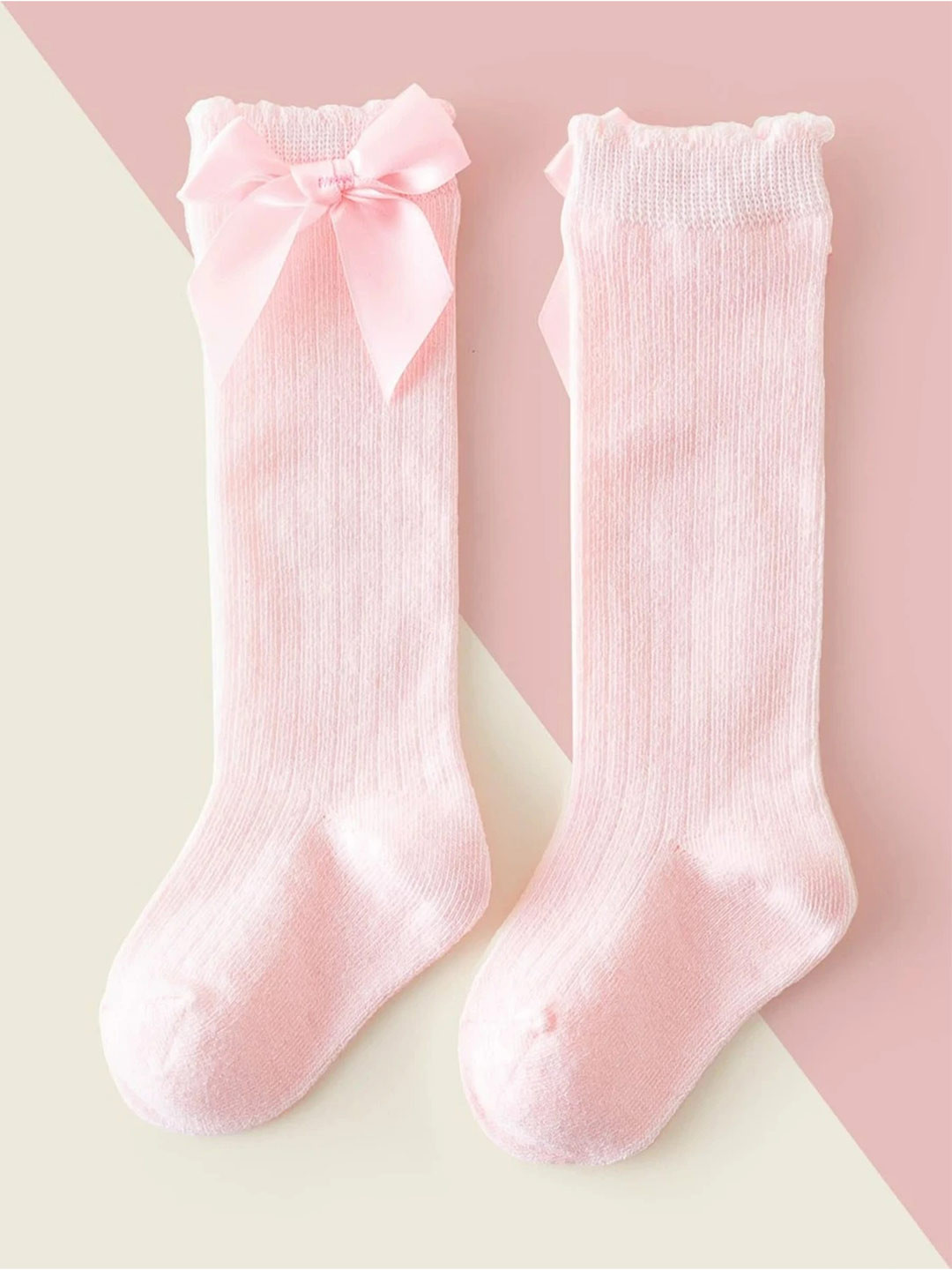 EL REGALO Infant Girls Pink Solid Calf-Length Socks