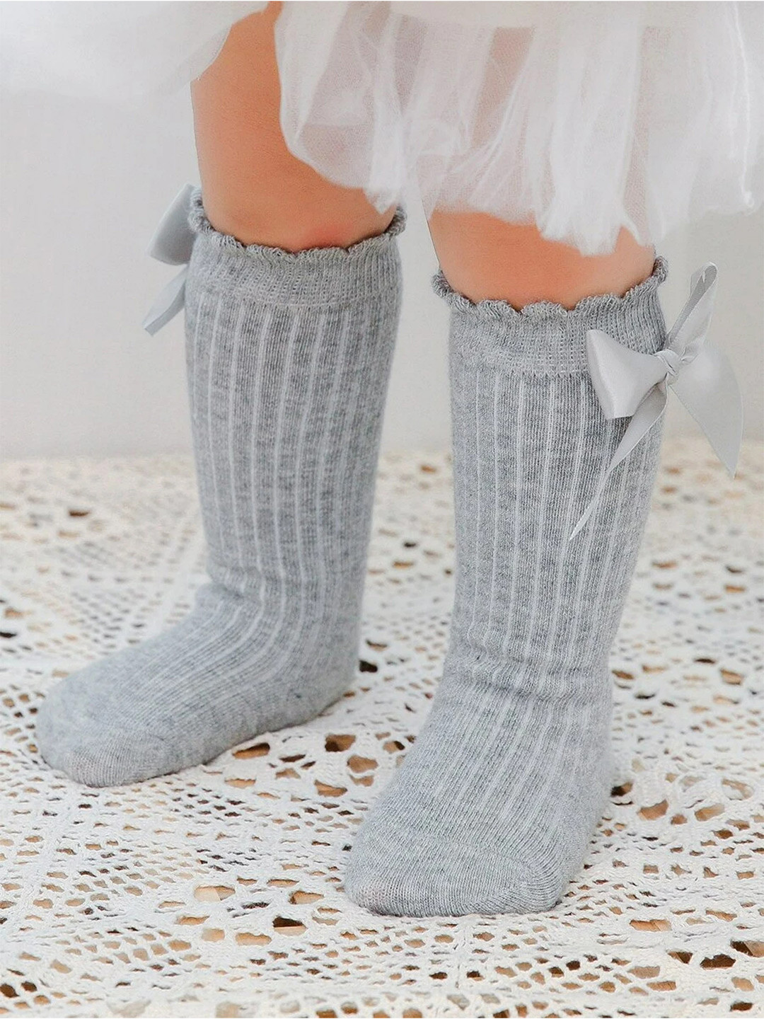 EL REGALO Girls Grey Solid Calf-Length Socks