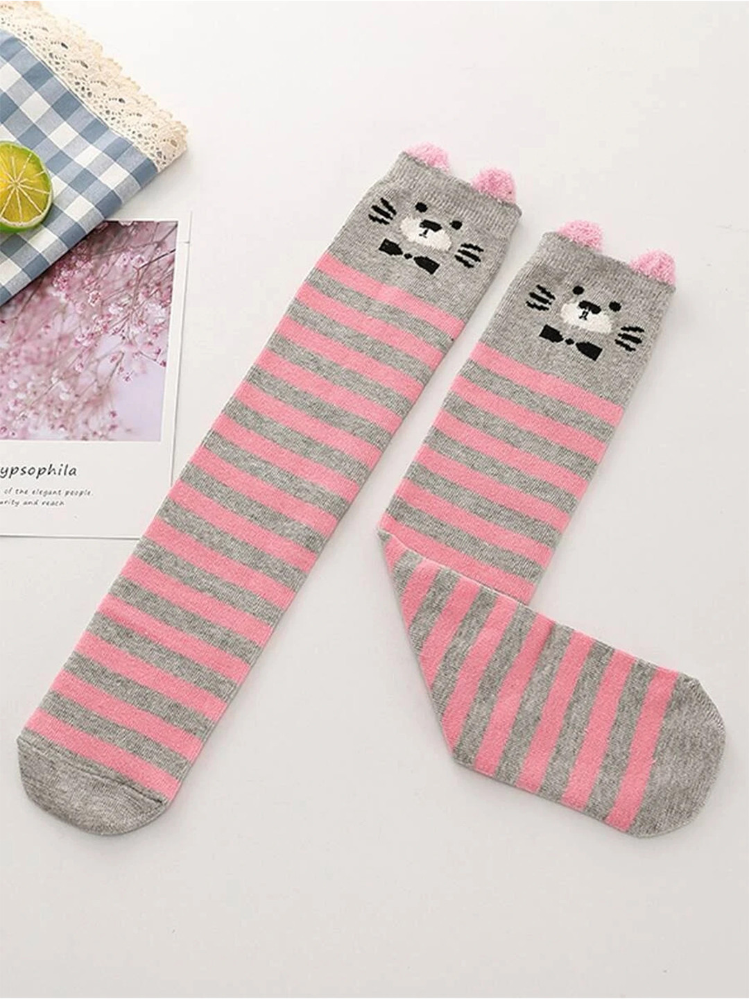 EL REGALO Girls Pink Patterned Knee Length Socks