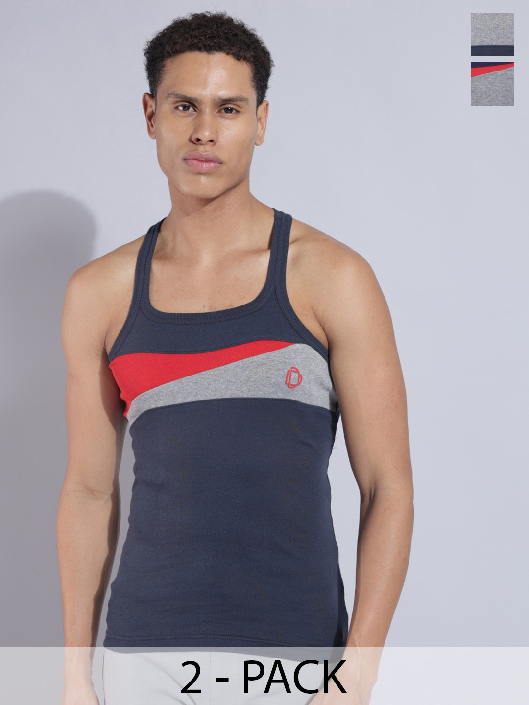Dollar Bigboss Men Solid Pack of 2 Racerback Styled Gym Vest