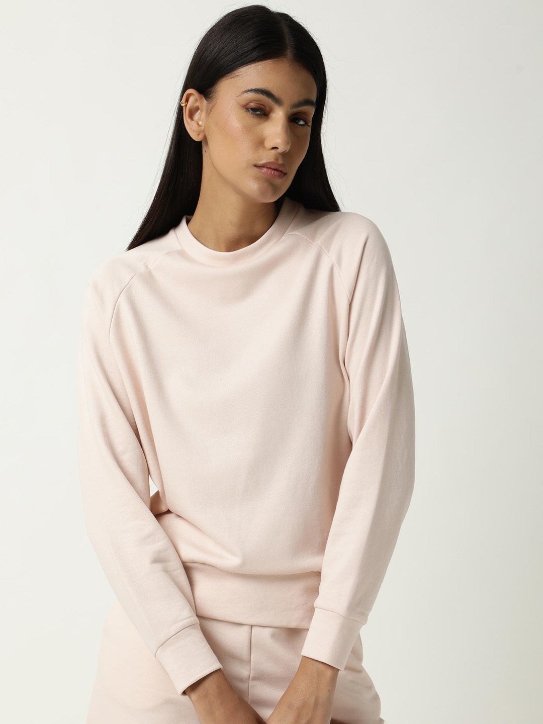ARTICALE Women Pink Cotton Sweatshirt