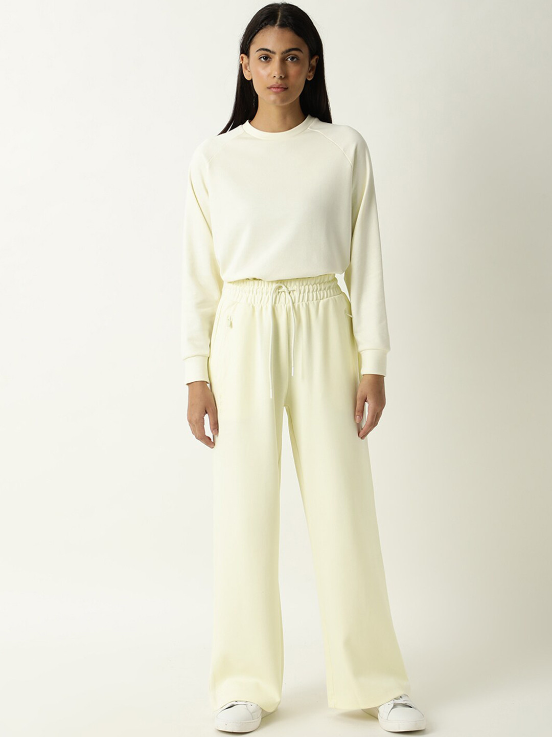 ARTICALE Women Light-Yellow Solid Slim-Fit Track Pant