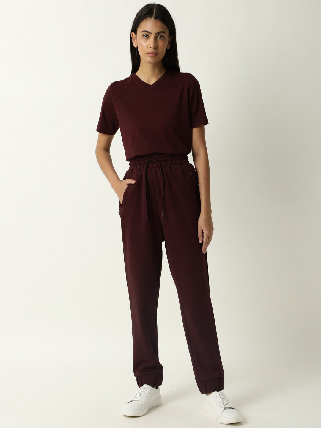 ARTICALE Women Maroon Sim-Fit Track Pants