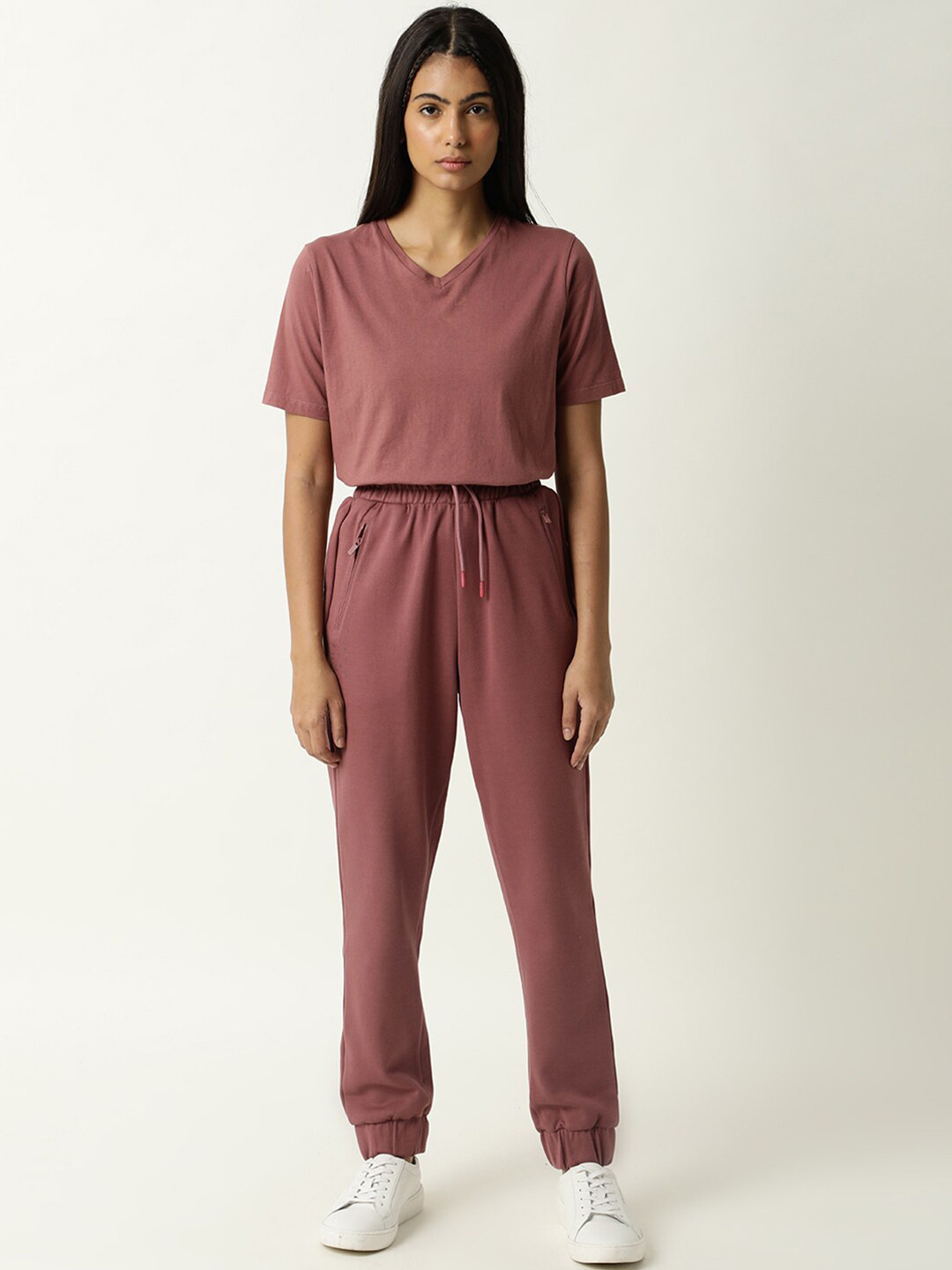 ARTICALE Women Dark-Pink Solid Slim-Fit Joggers