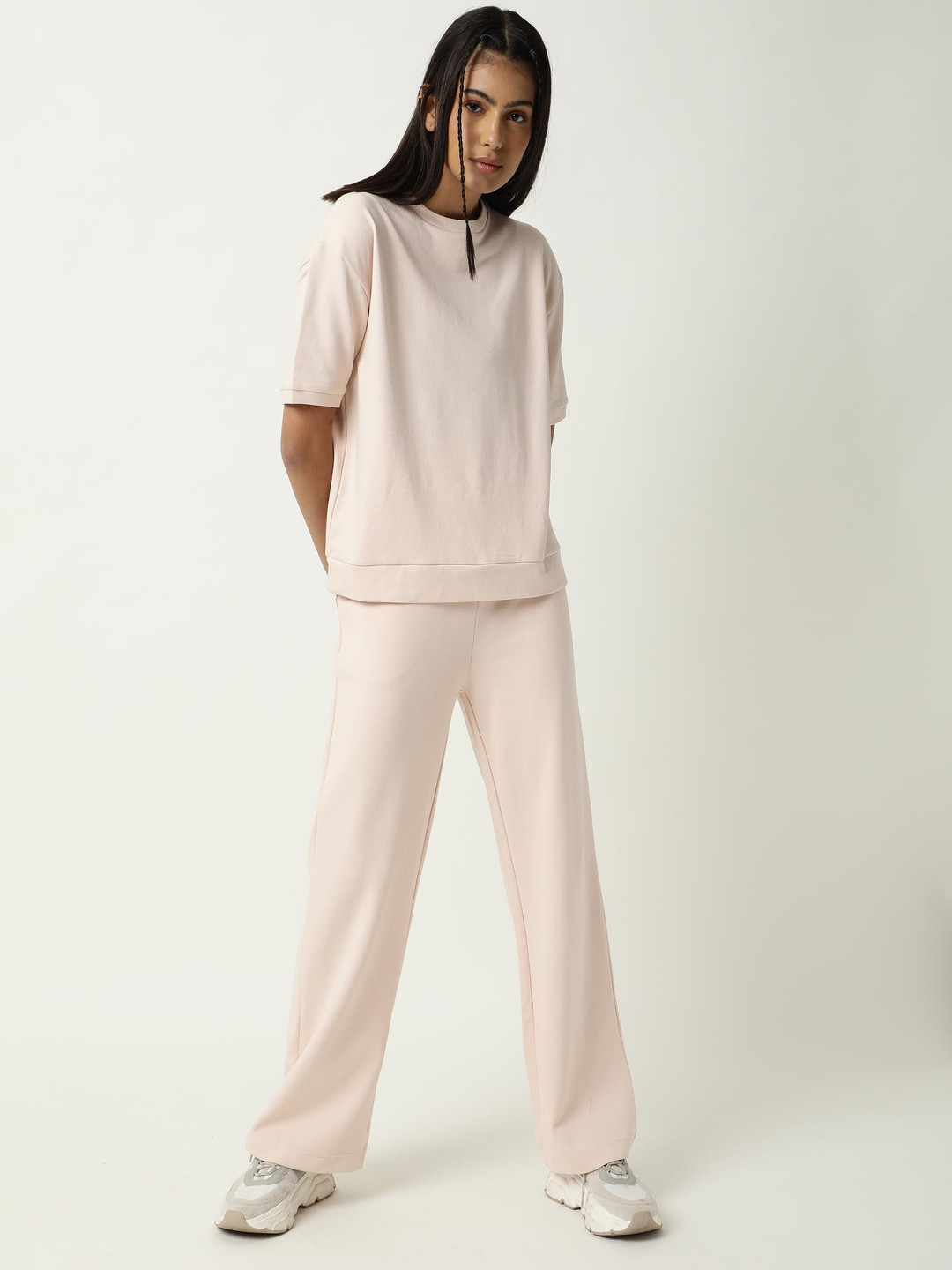 ARTICALE Women Pink Slim-Fit Straight Track Pants