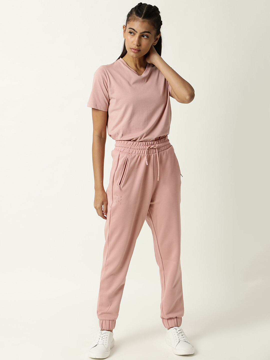 ARTICALE Women Dirty Pink Solid Joggers