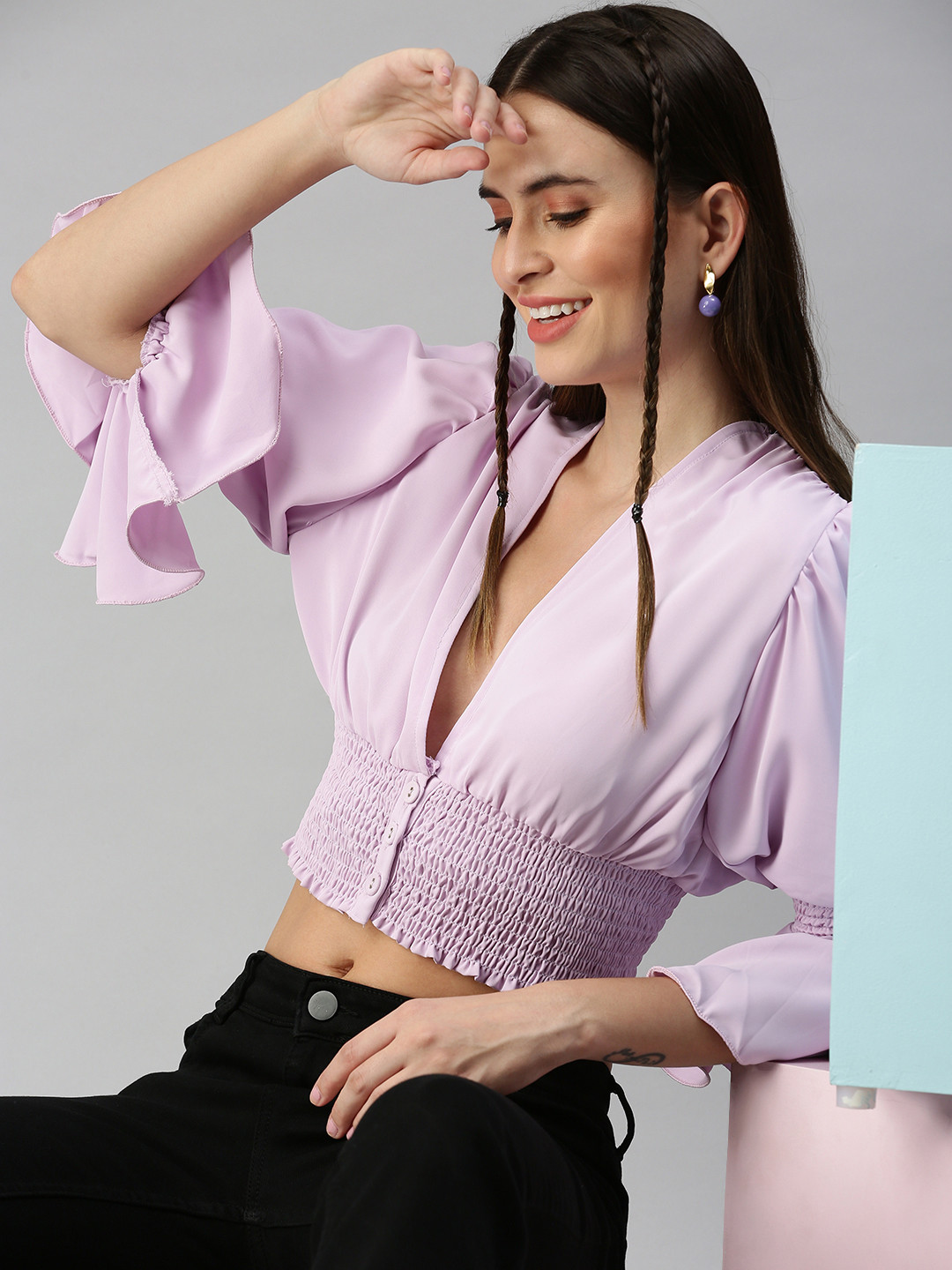 SHOWOFF Lavender Crepe Top