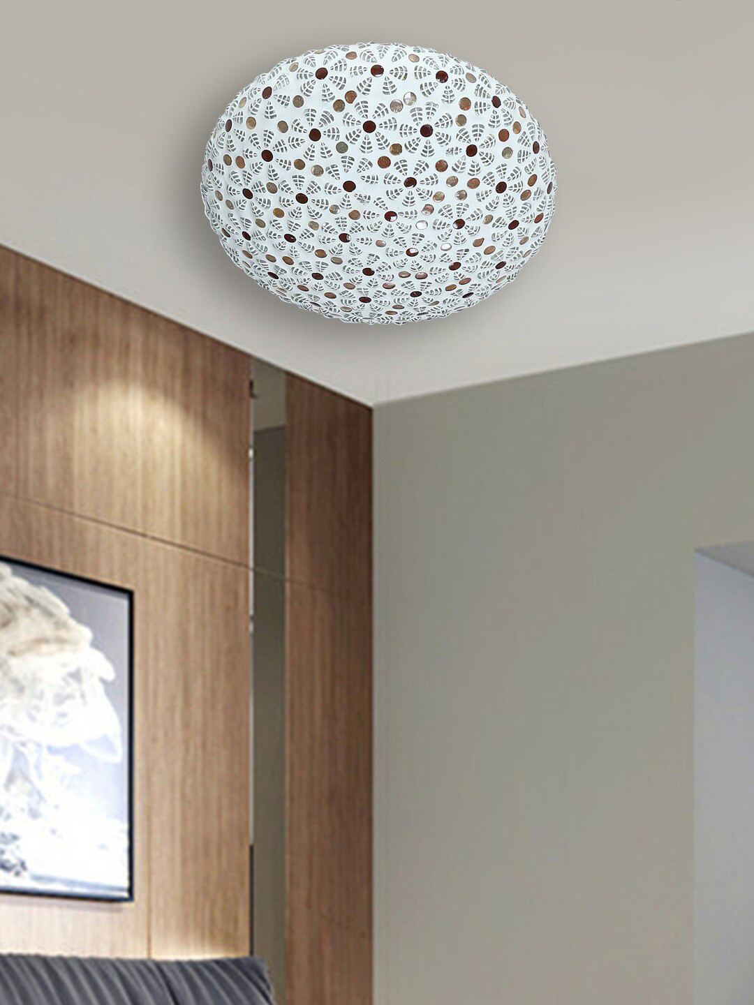 Devansh Multicolored Glass Mosaic Ceiling Lamp