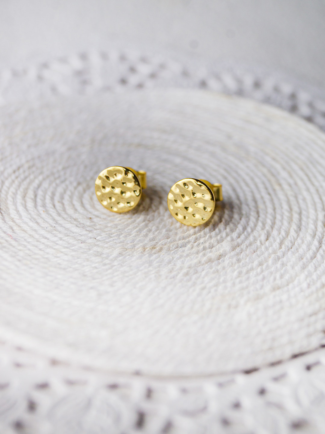MANNASH Gold-Plated Circular Studs Earrings