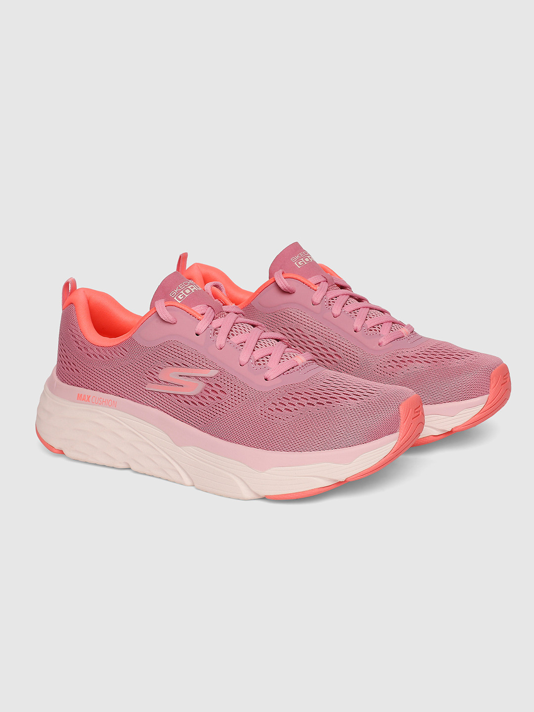 Skechers MAX CUSHIONING ELITE - DESTIN Pink Mesh Walking Non-Marking Shoes