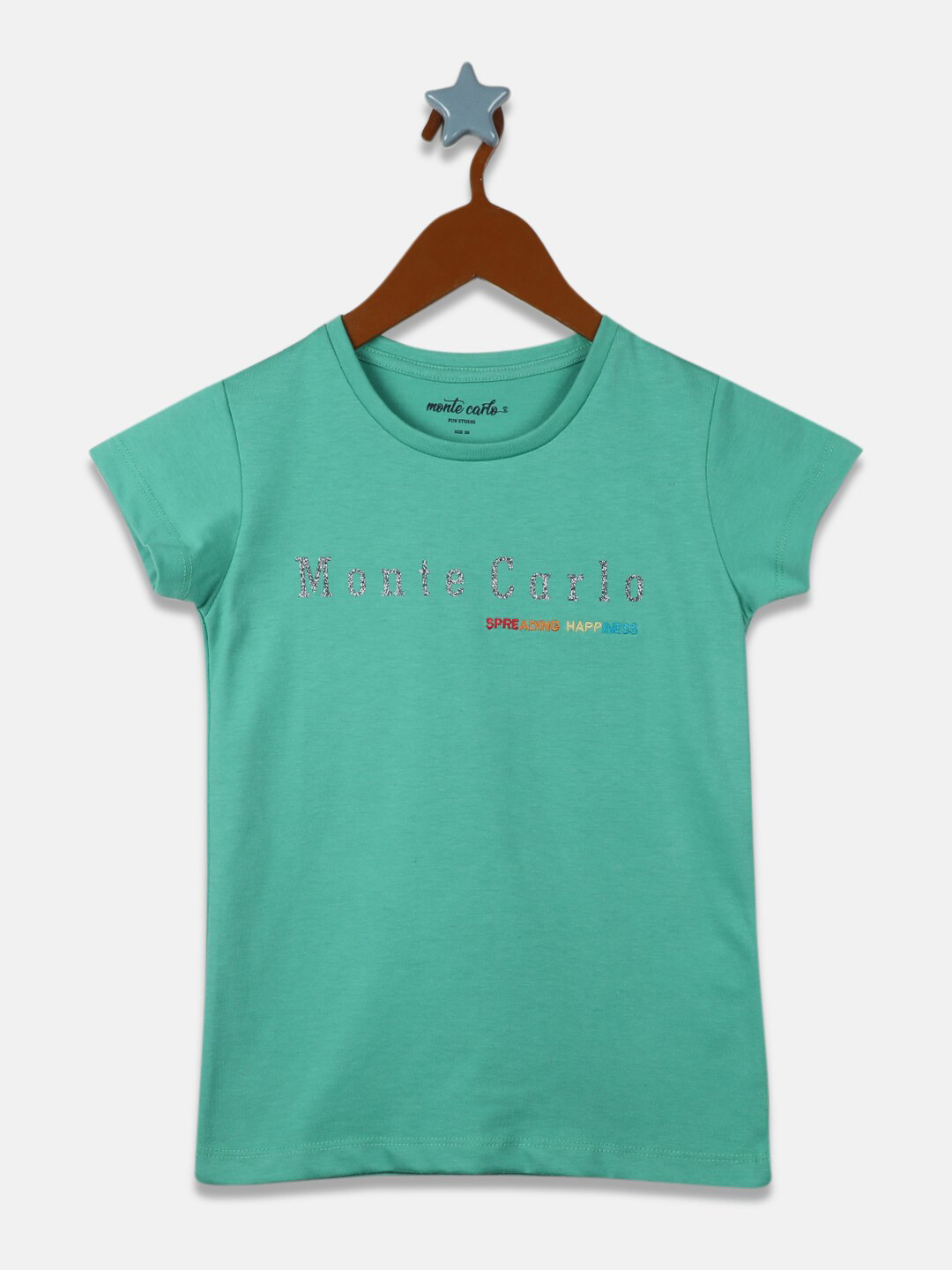 Monte Carlo Girls Sea Green Typography Print Top