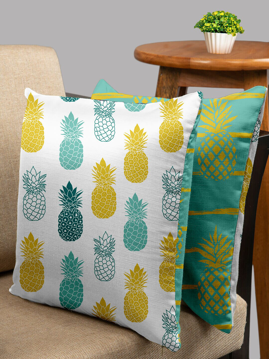 HOUZZCODE Conversational Polyester Quick-Dry 2 Pcs Square Cushion Covers - 16 x 16 In