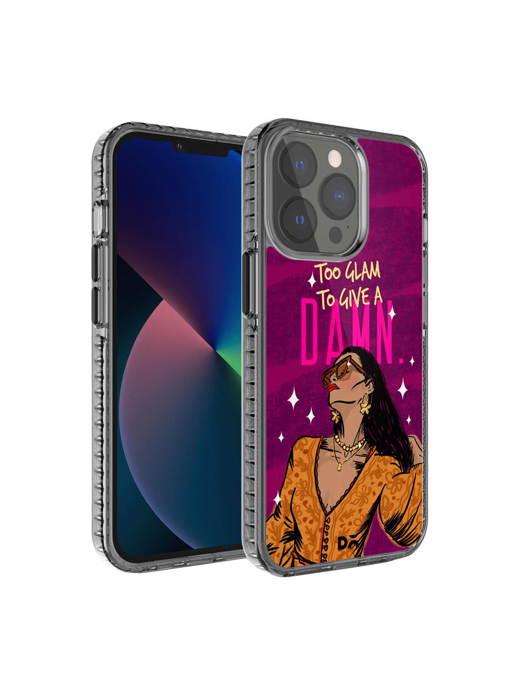 DailyObjects Purple & Grey Printed Glam No Damn iPhone 13 Pro Phone Case