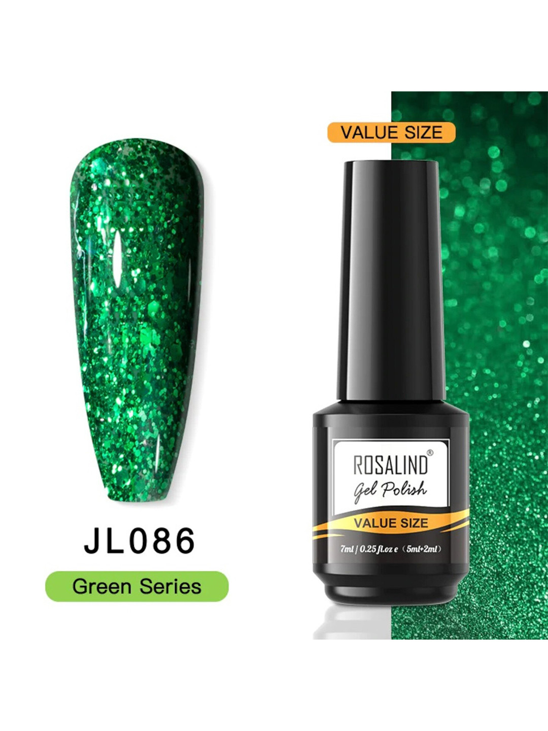 ROSALIND Value Size Green Series Long Lasting UV LED Soak-Off Gel Nail Polish- Shade JL086