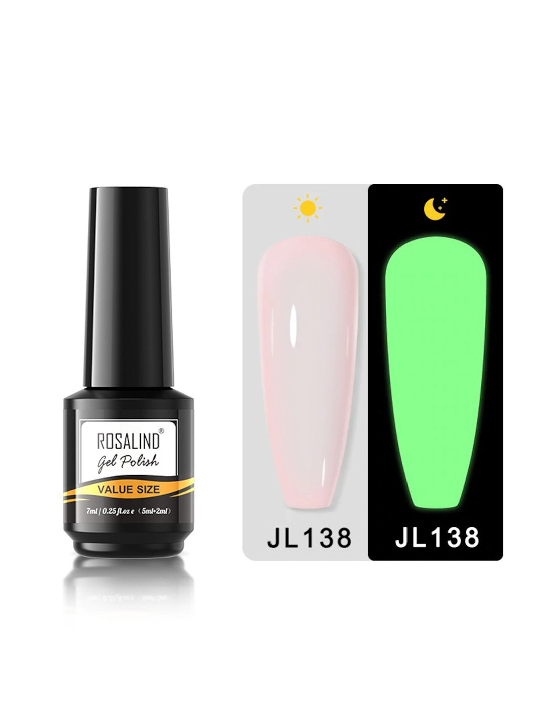 ROSALIND Long Lasting Glow-In-The-Dark UV LED Soak-Off Gel Nail Polish - Shade JL138