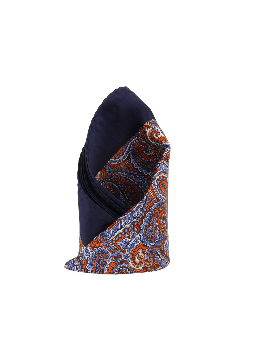Alvaro Castagnino Men Navy & Orange Paisley Print Pocket Square