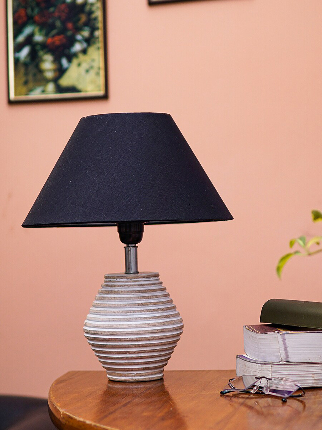 Pinecraft INTERNATIONAL Black Atury Table Lamp with Black Shade