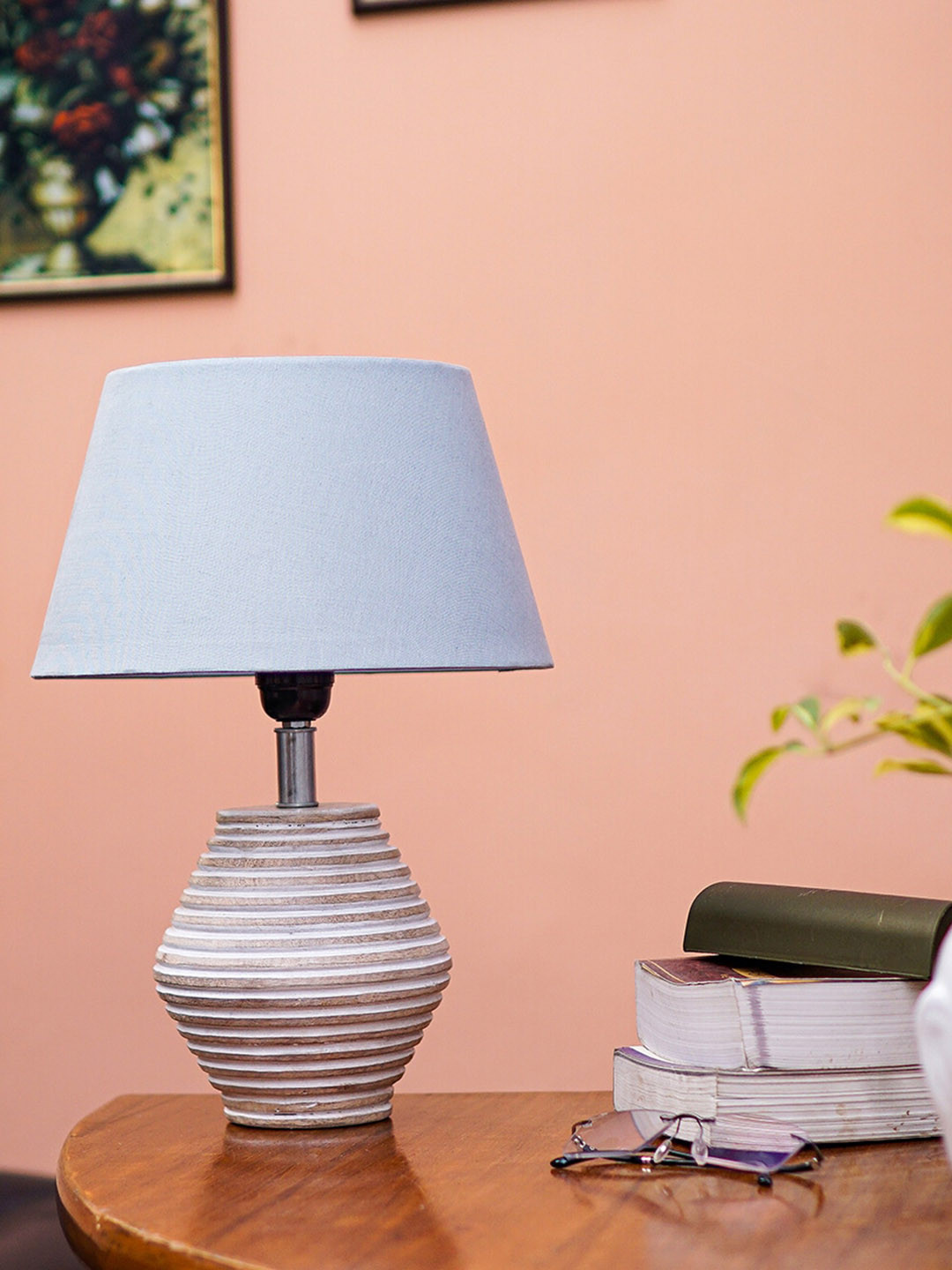 Pinecraft INTERNATIONAL White & Grey Atury Table Lamp with Shade