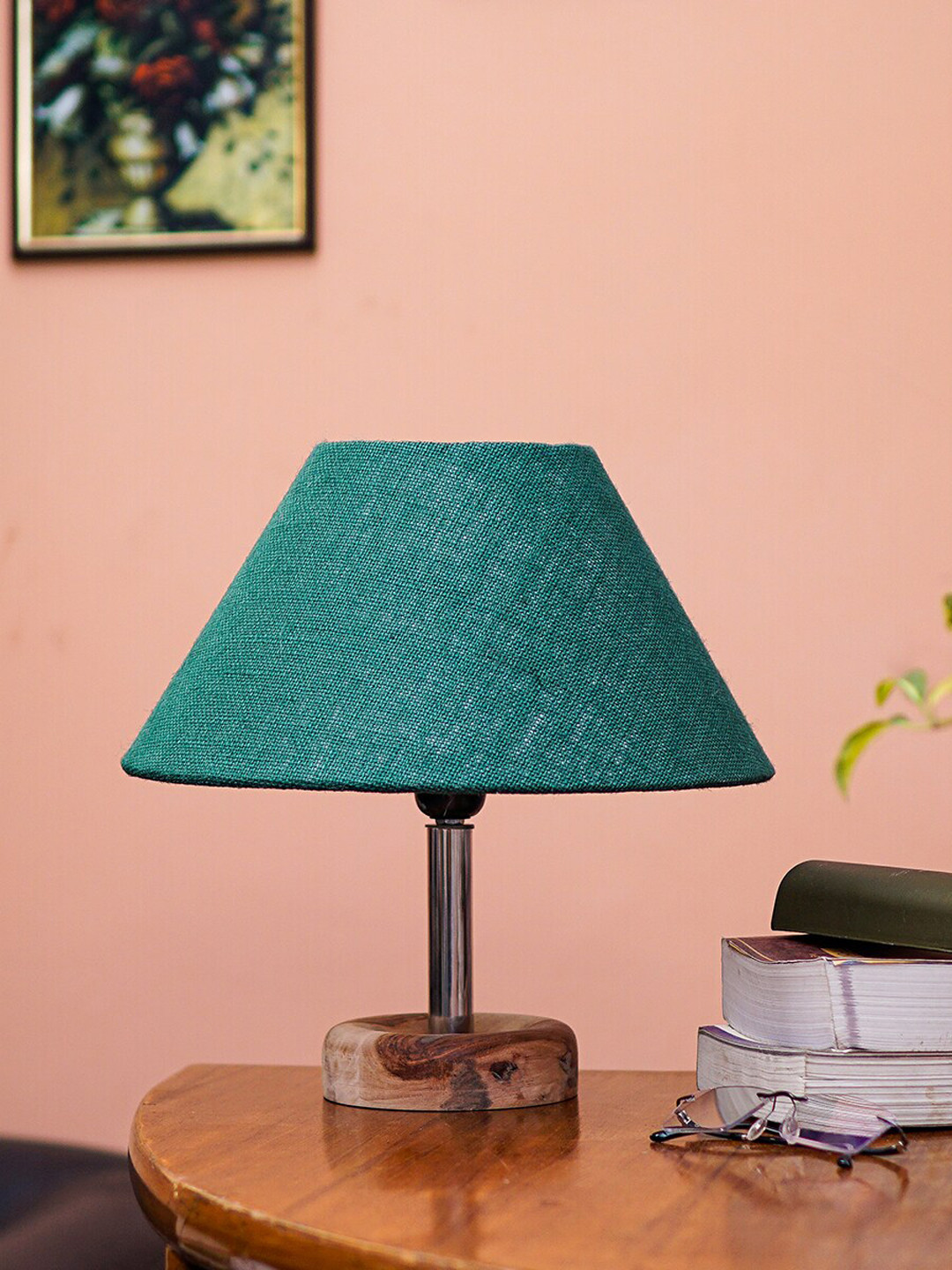 Pinecraft INTERNATIONAL Green Edra Table Lamp with Jute Shade