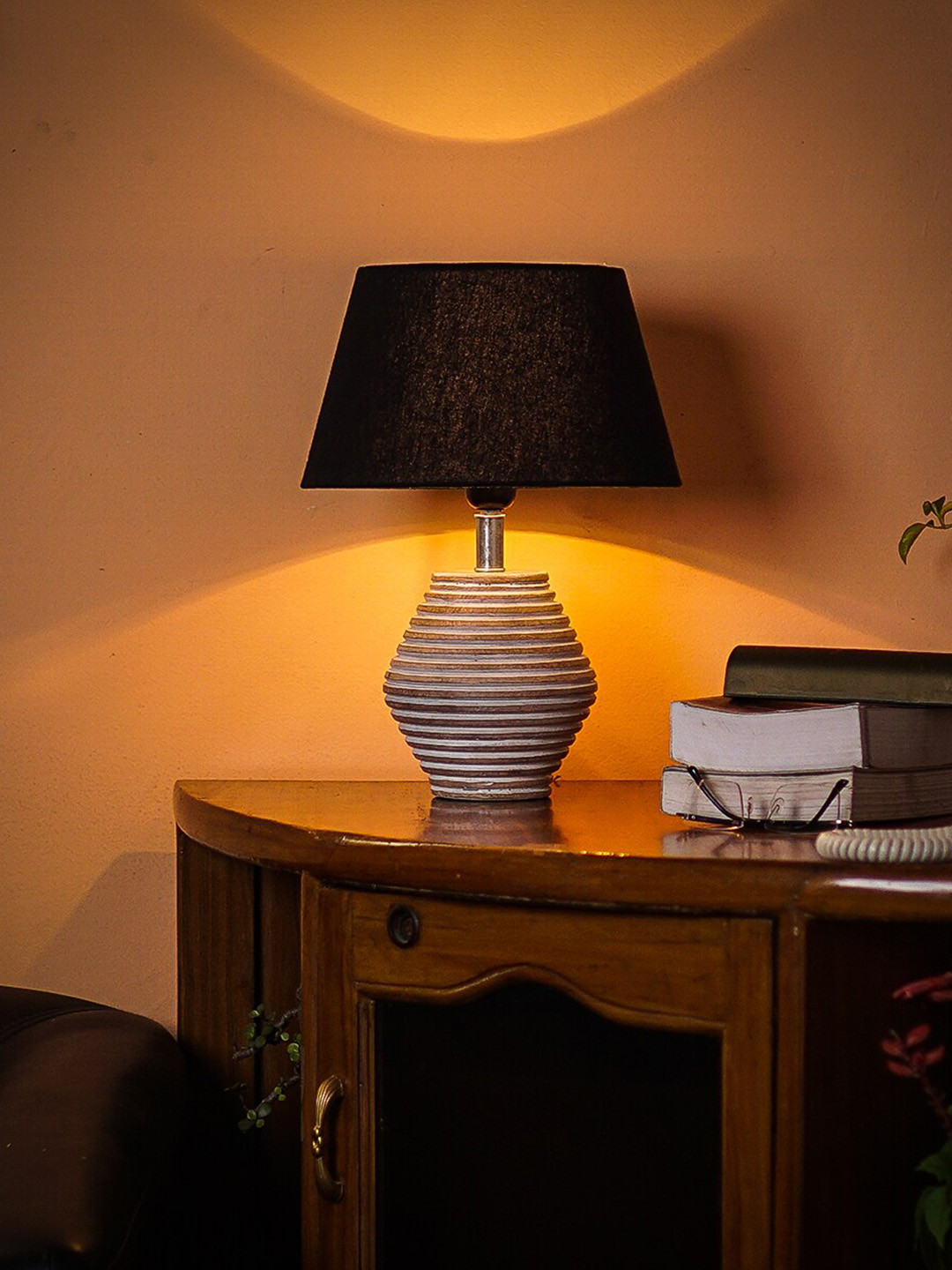 Pinecraft INTERNATIONAL Black Atury Table Lamp with Black Shade