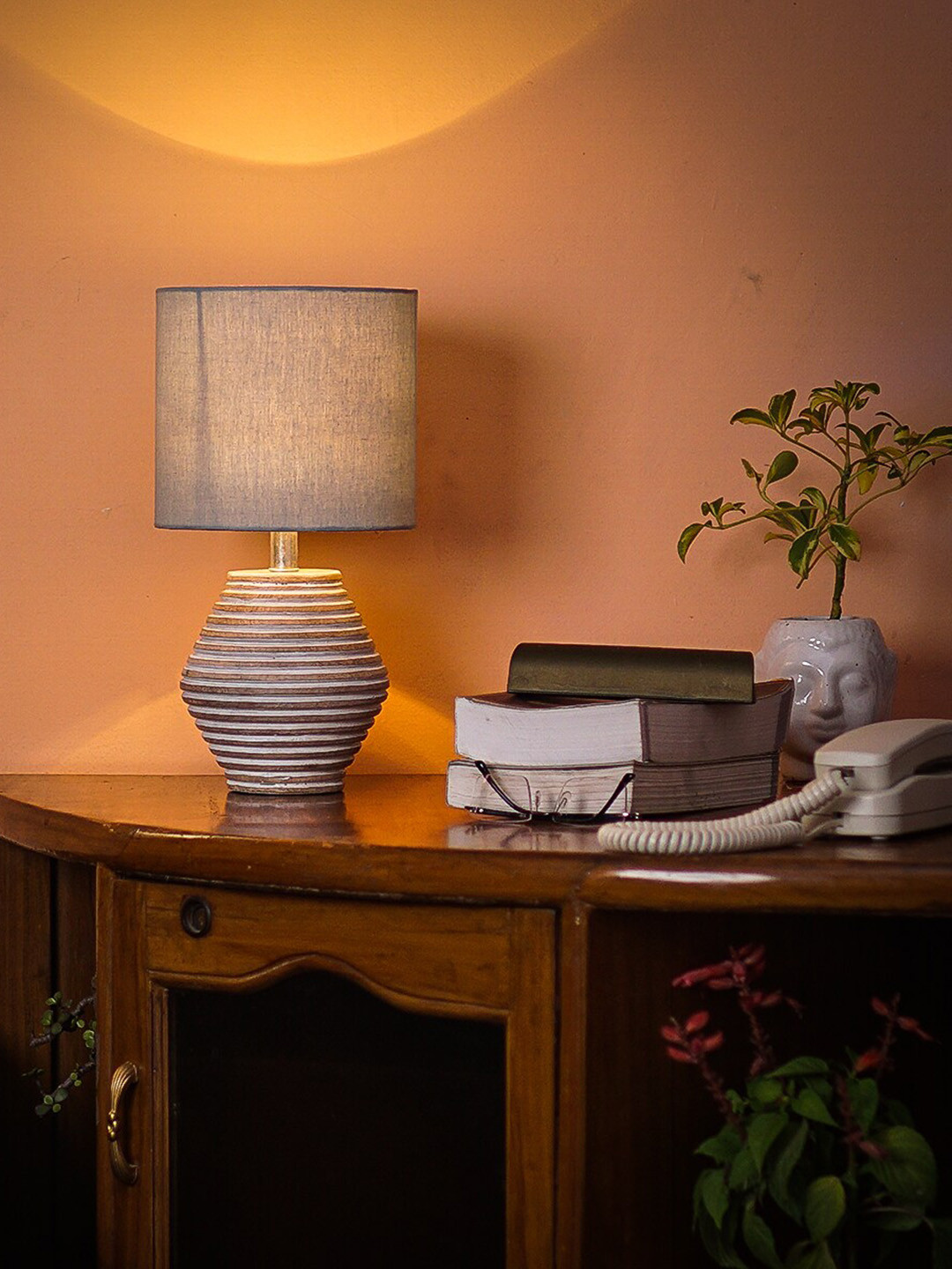 Pinecraft INTERNATIONAL White Atury Table Lamp With Cylinder Shade