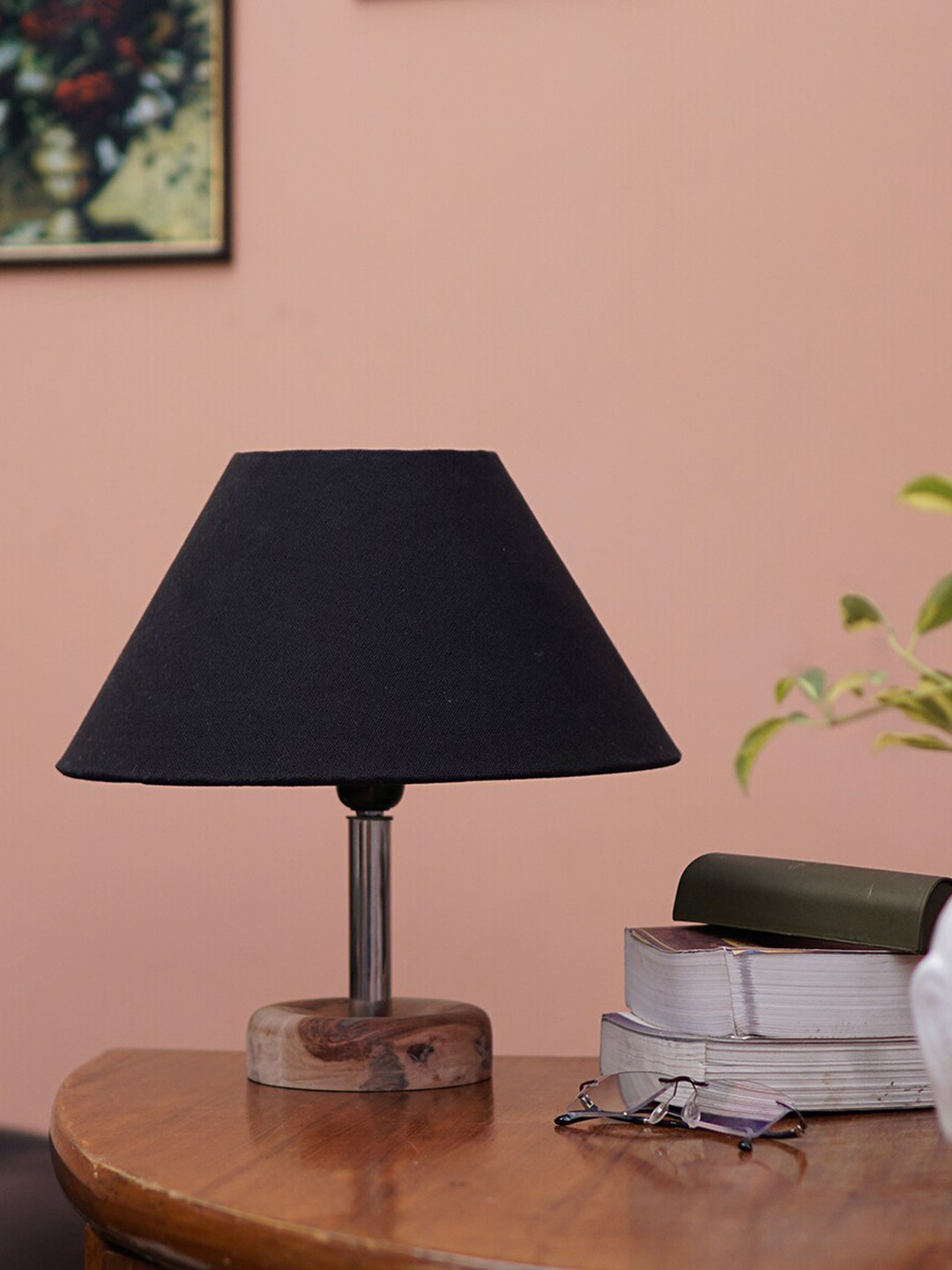 Pinecraft INTERNATIONAL Black Edra Table Lamp with Black Shade