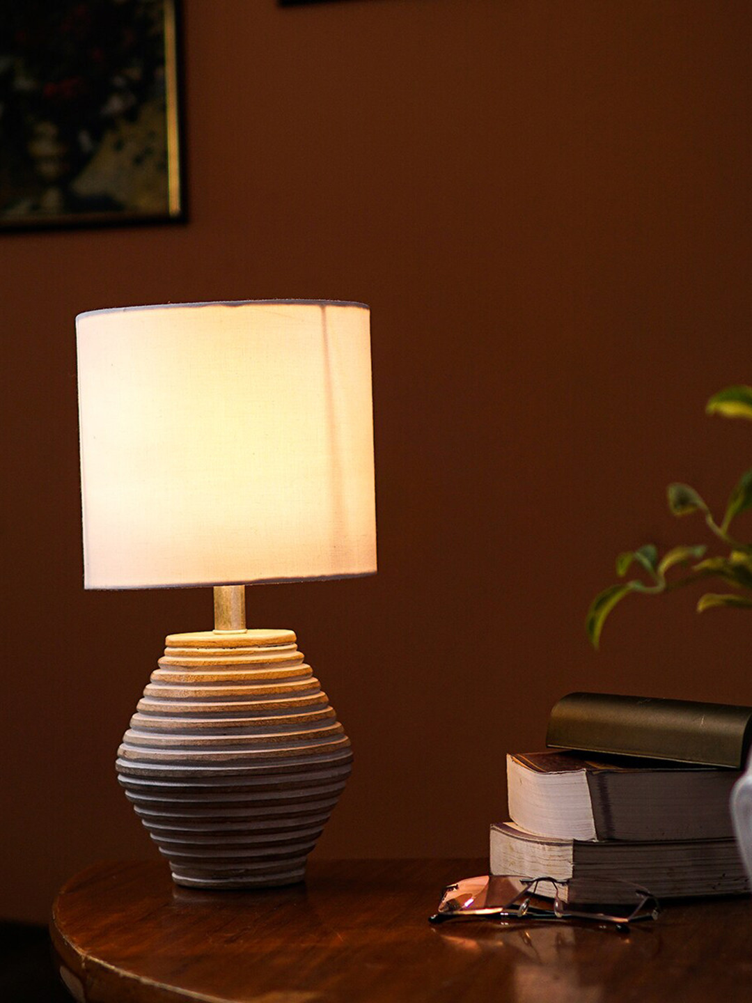 Pinecraft INTERNATIONAL White Atury Table Lamp With Cylinder Shade