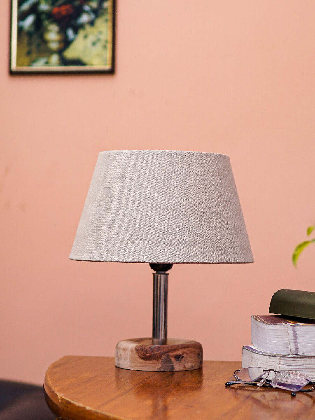 Pinecraft INTERNATIONAL Grey Edra Table Lamp with Grey Shade
