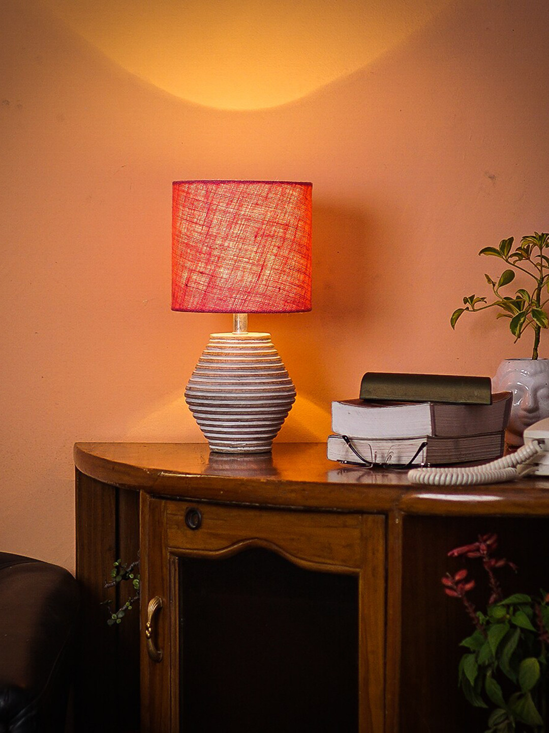Pinecraft INTERNATIONAL White & Pink Atury Table Lamp With Shade
