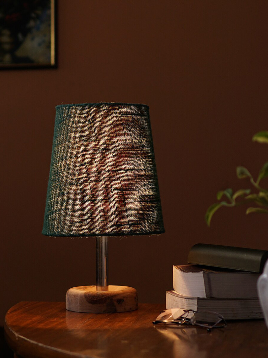 Pinecraft INTERNATIONAL Green Edra Table Lamp with Jute Shade