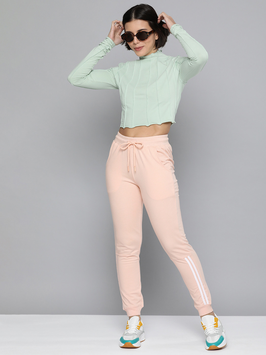 Harvard Women Pink Contrast Tipping Joggers