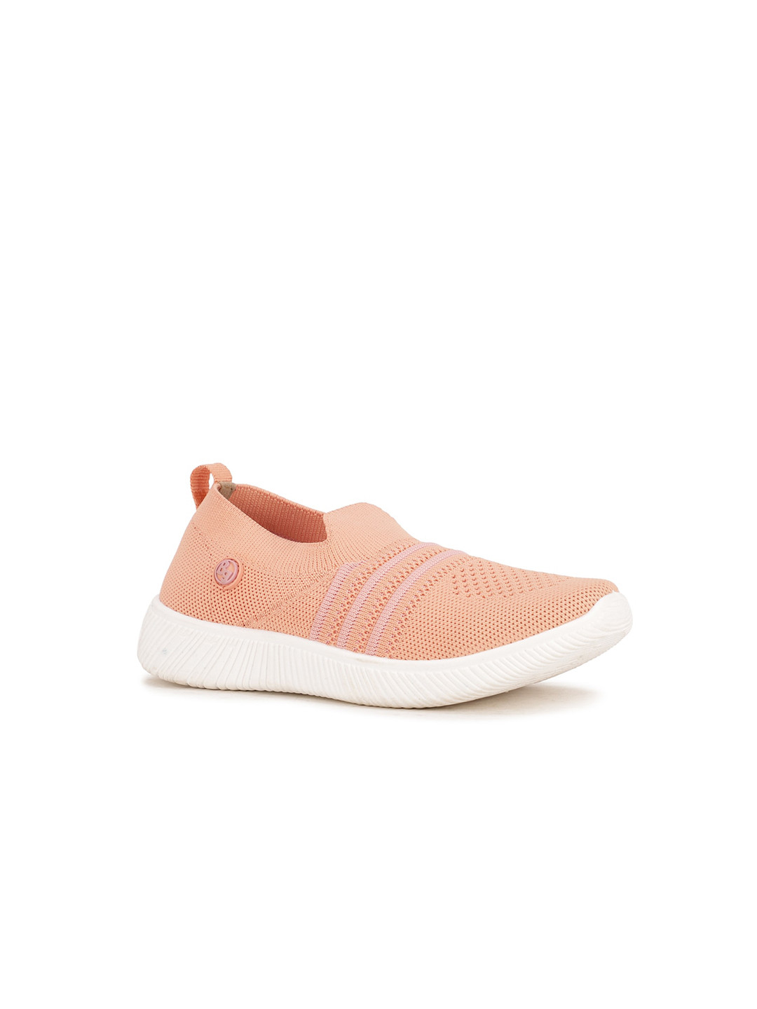 Bubblegummers Girls Peach-Coloured Woven Design Slip-On Sneakers