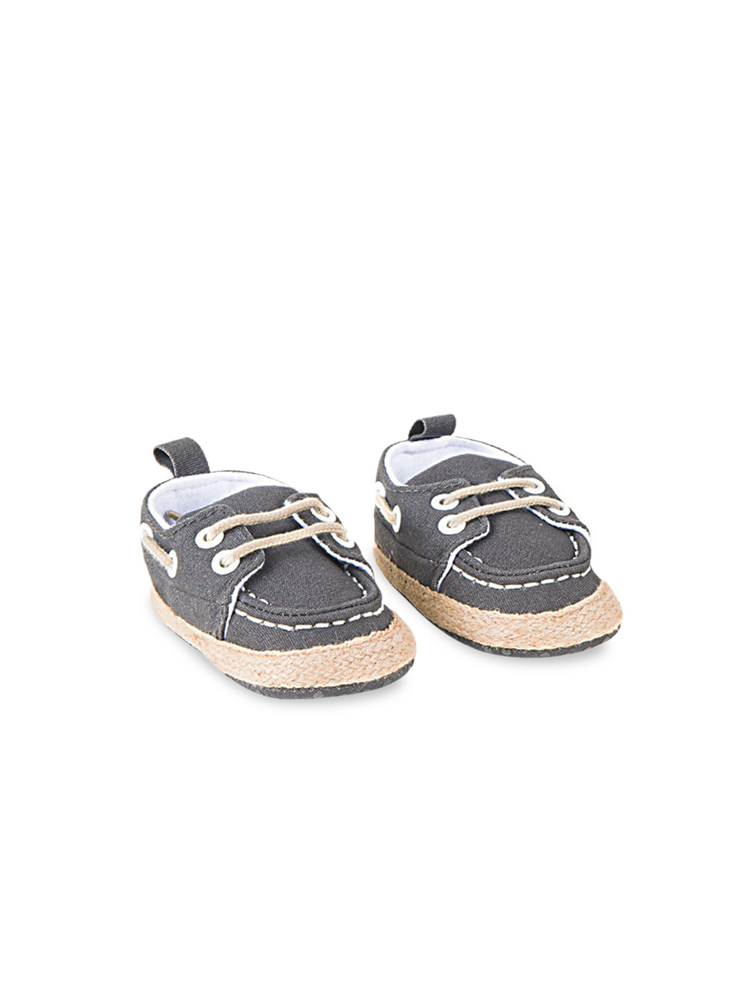 Baby Moo Infants Kids Grey Soild  Formal Organic Cotton Baby Boat Shoes