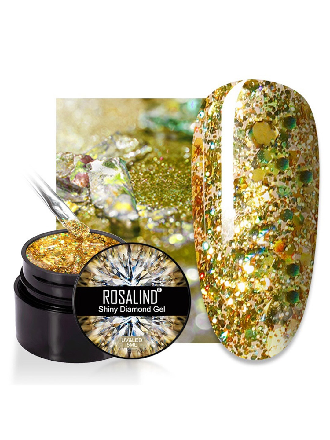 ROSALIND Shiny Diamond Gel UV & LED Nail Polish for Glitter Painting - Shade A533