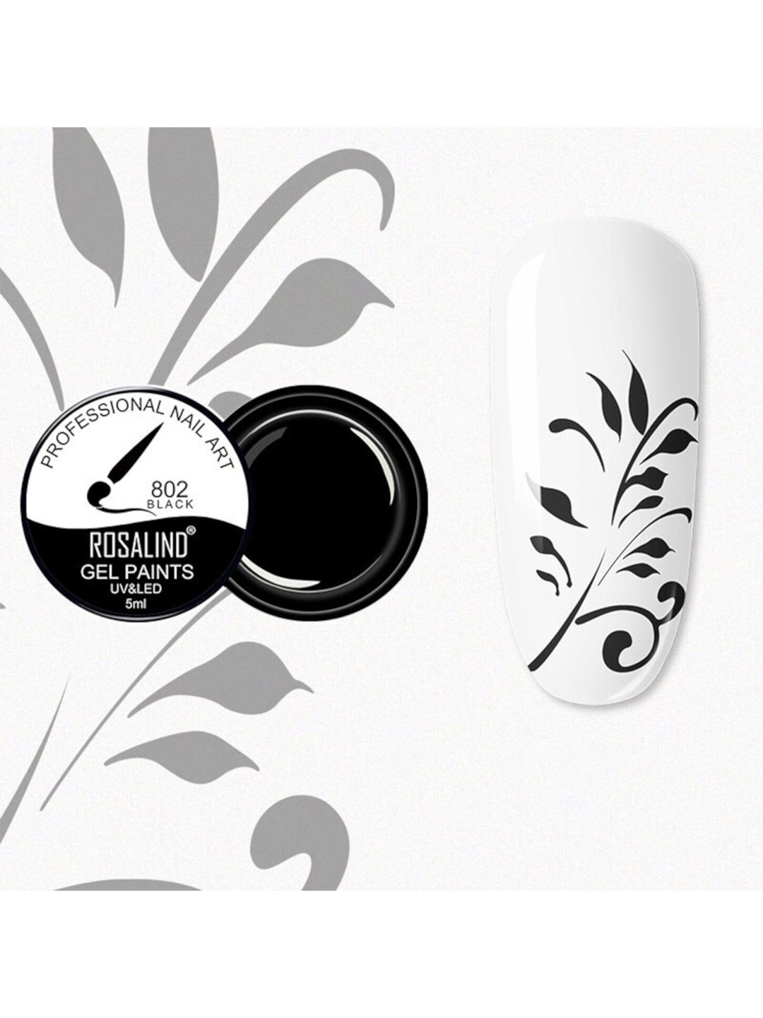 ROSALIND Soak-Off UV-LED Semi-Permanent Nail Art Gel Paint - Black 802