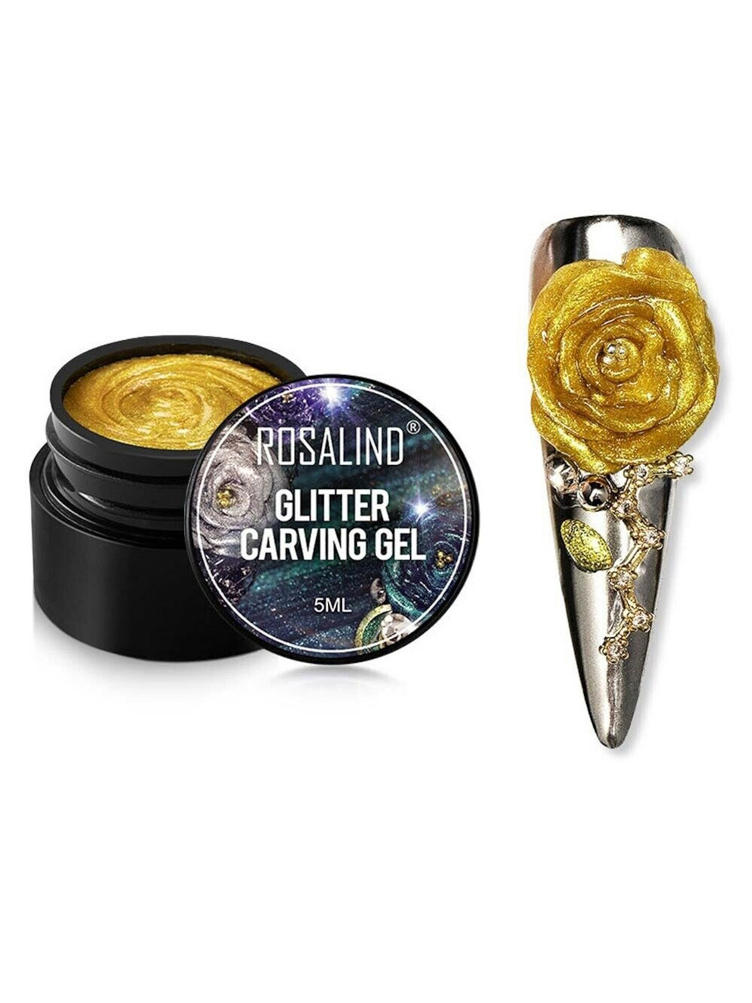 ROSALIND Fantasy Carved Glue Glitter Carving Gel Nail Polish - Shade A761