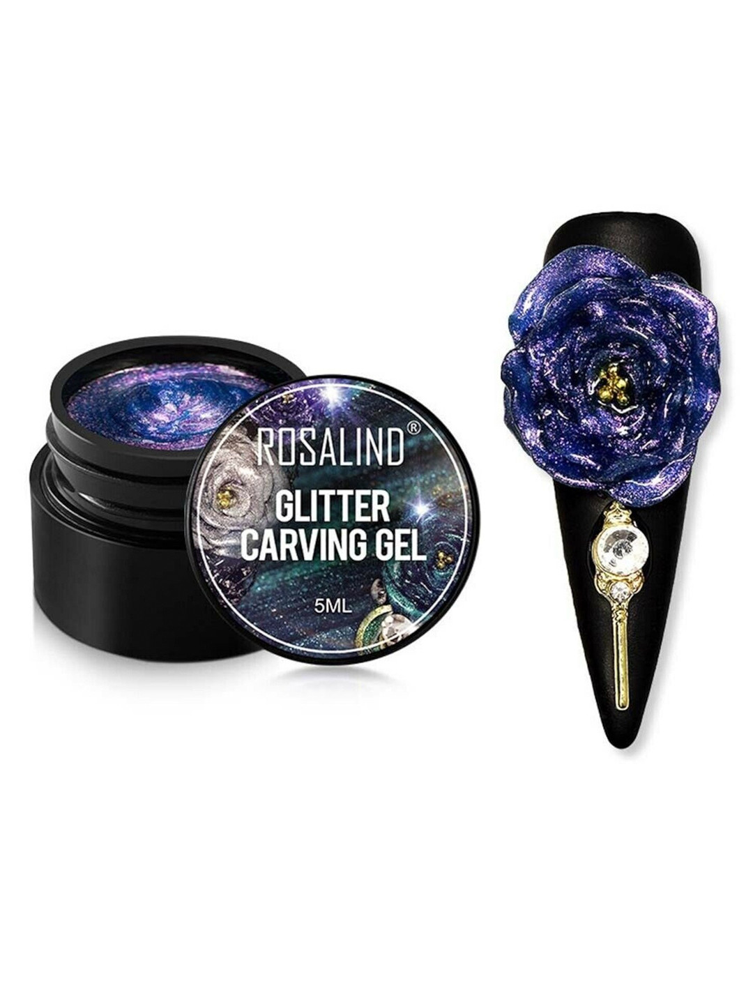 ROSALIND Fantasy Carved Glue Glitter Carving Gel Glue Nail Polish - Shade A766