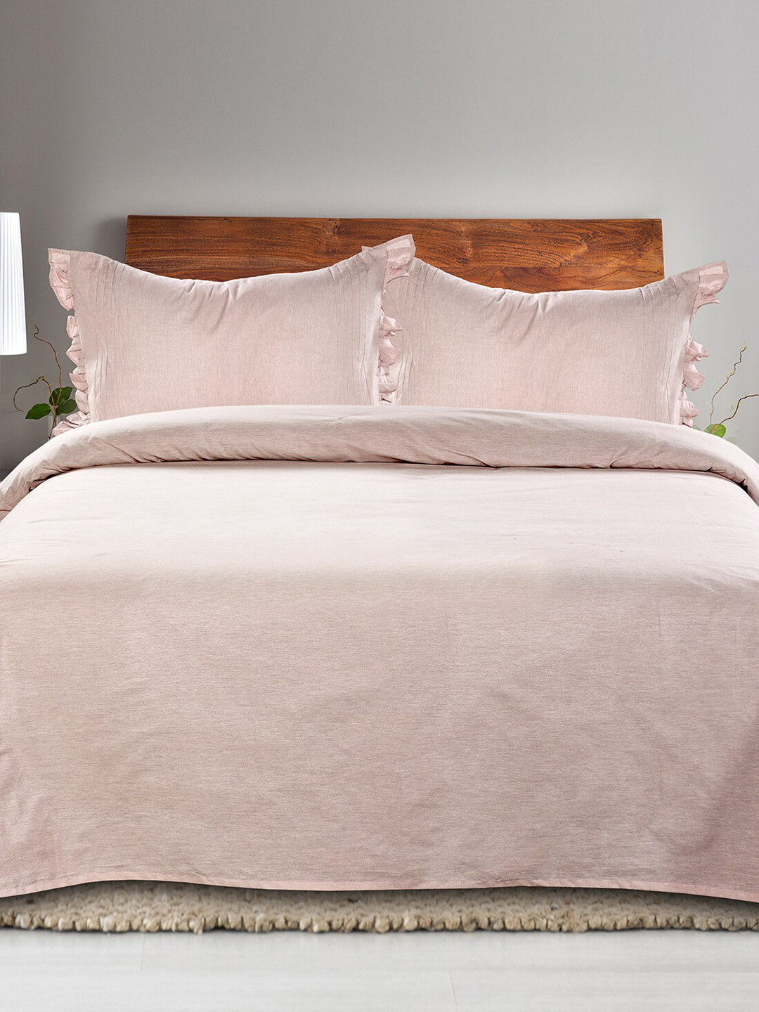 Saral Home Truffle Pink Cotton 160 TC Queen Bedsheet with 2 Pillow Covers-100 x 90 inches