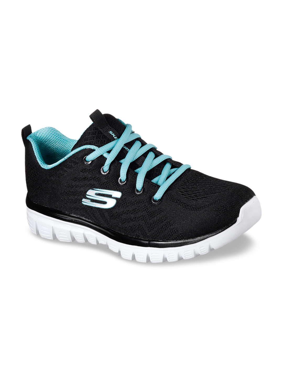 Skechers Women Black Woven Design Sneakers