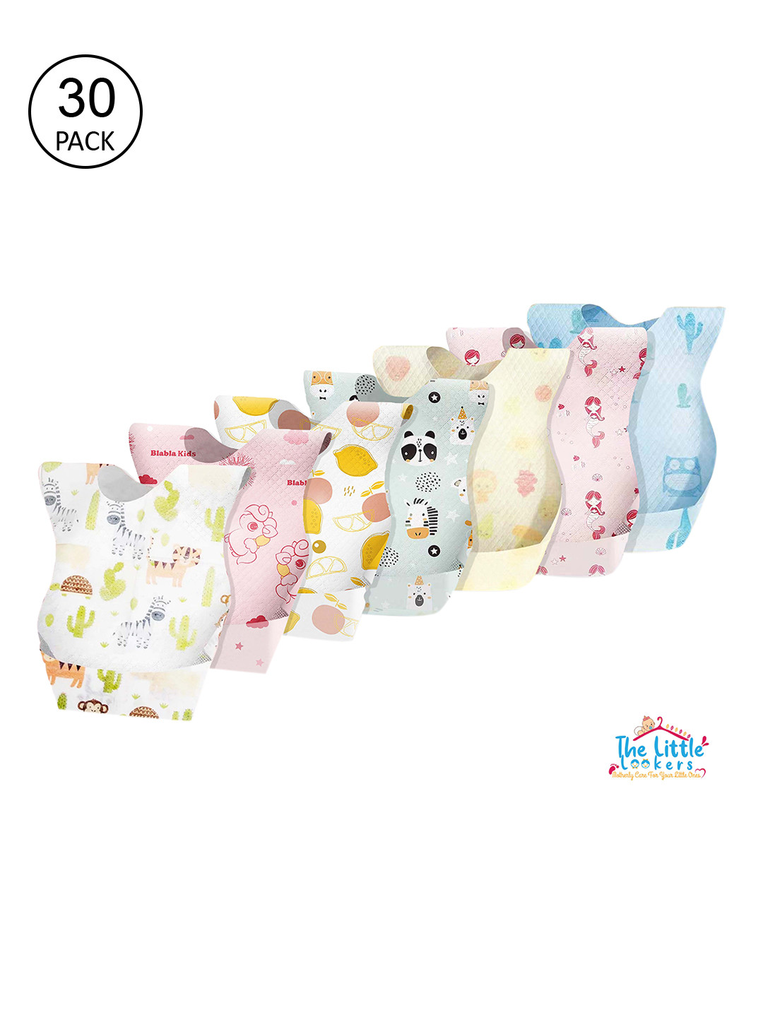 The Little Lookers Infants Pack Of 10 Printed Disposable Bibs
