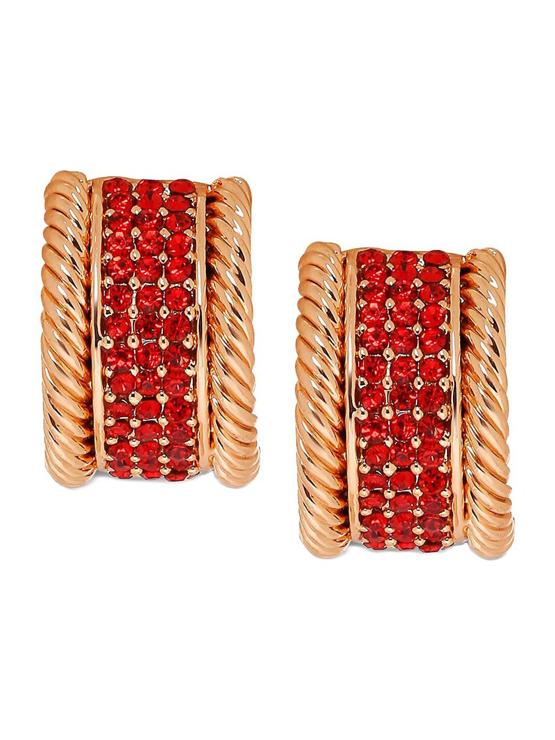 Mahi Red & Rose Gold Plated Classic Half Loop