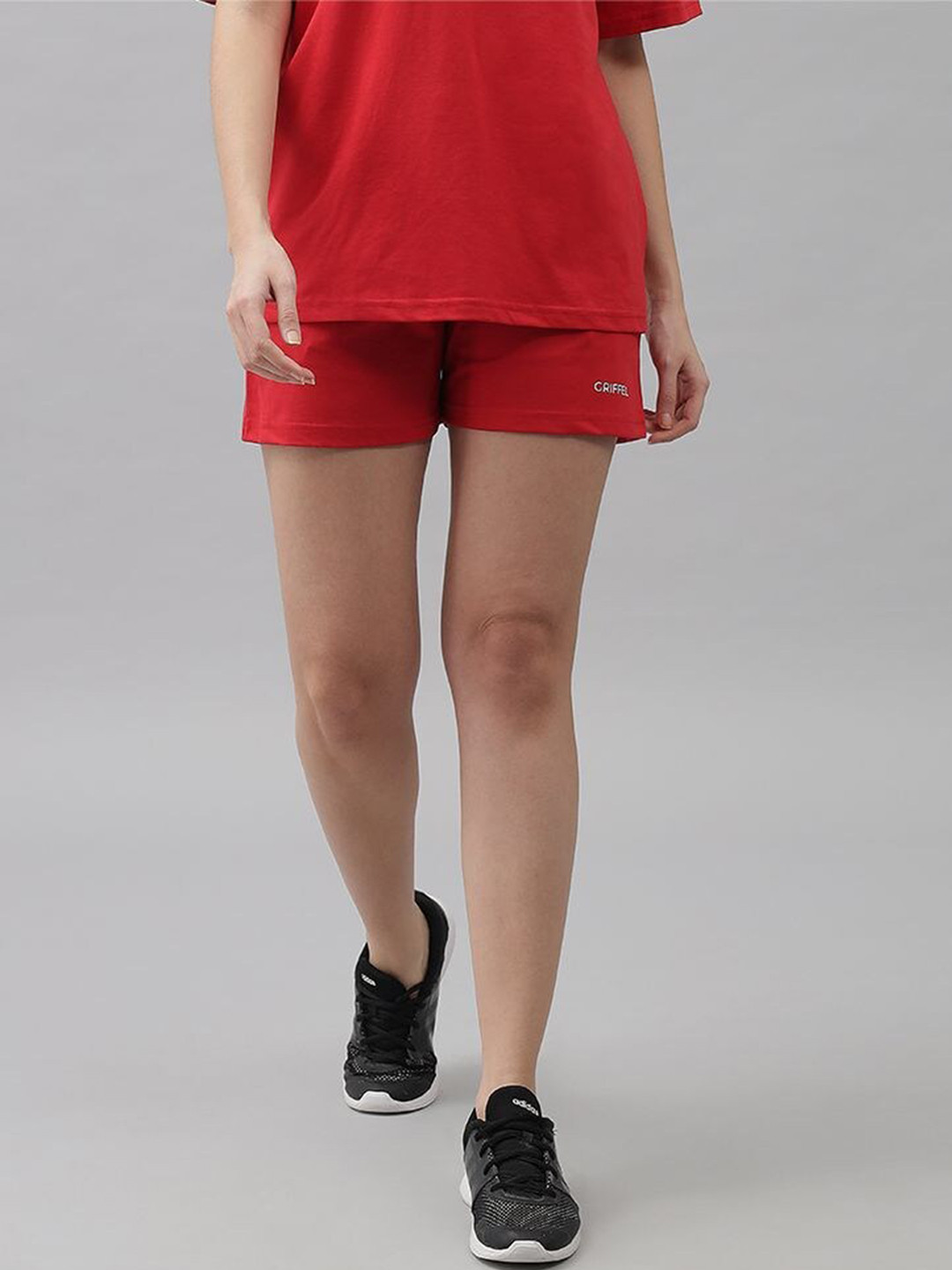 GRIFFEL Women Red Loose Fit Sports Shorts