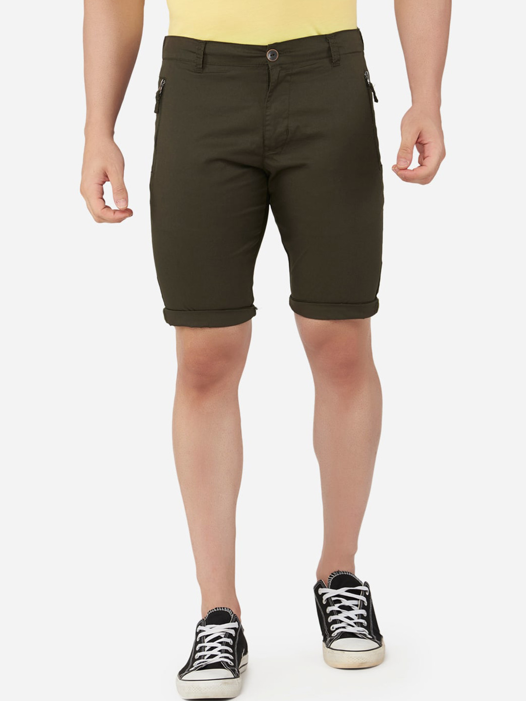 beevee Men Olive Green Outdoor Chino Shorts