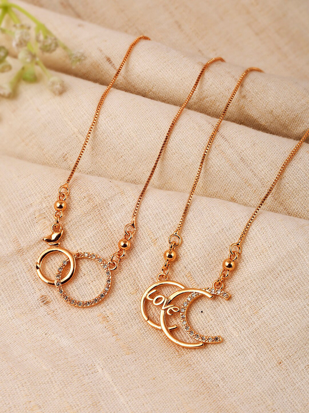 Shoshaa Set of 2 Gold-Plated AD Stones Chain