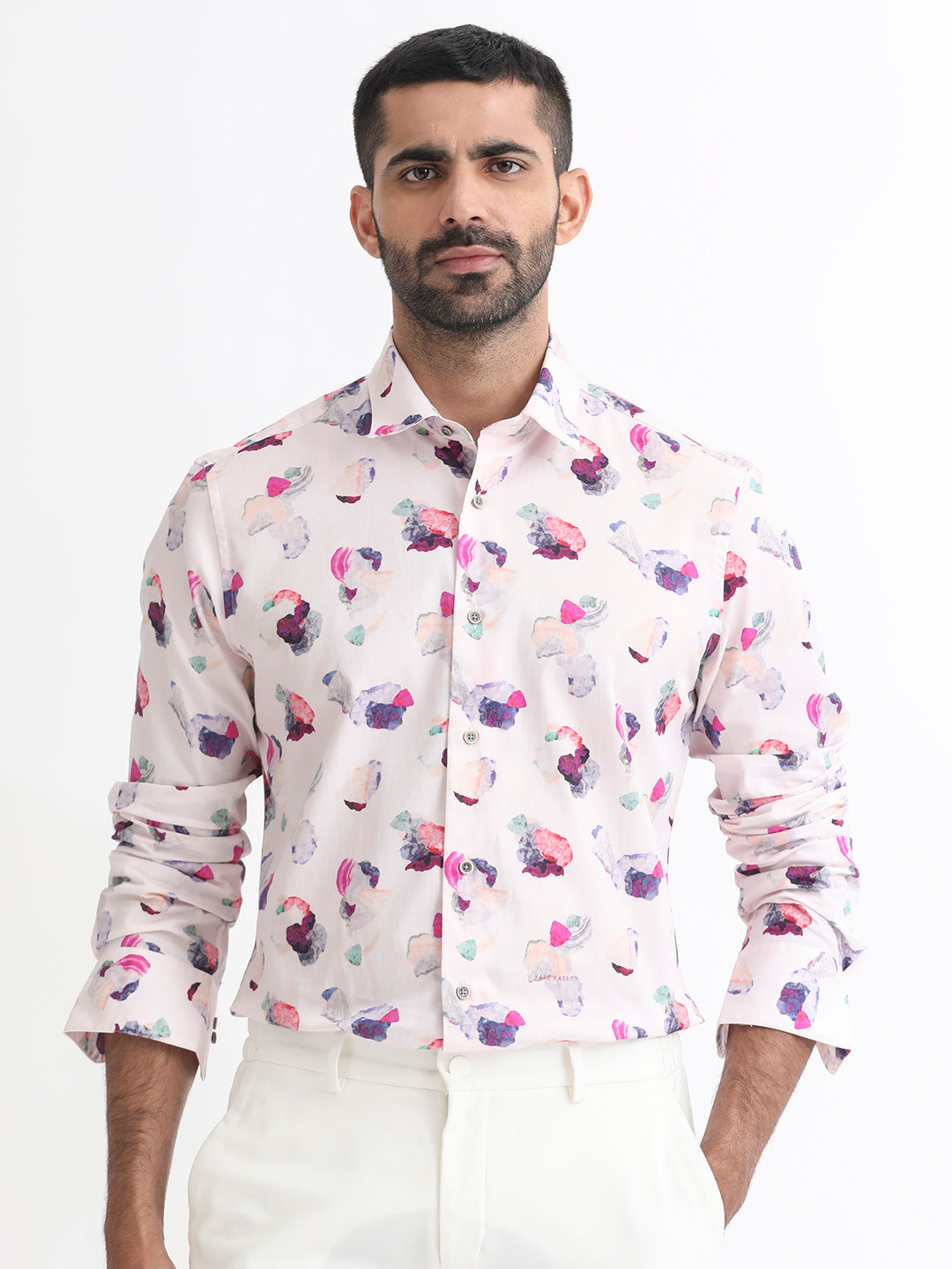 RARE RABBIT Men Pink Standard Slim Fit Printed Casual Shirt