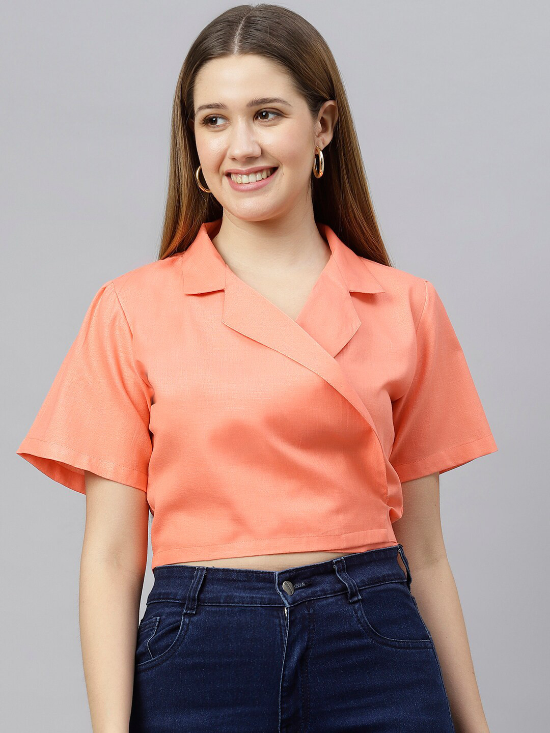 FLAMBOYANT Orange Wrap Crop Top
