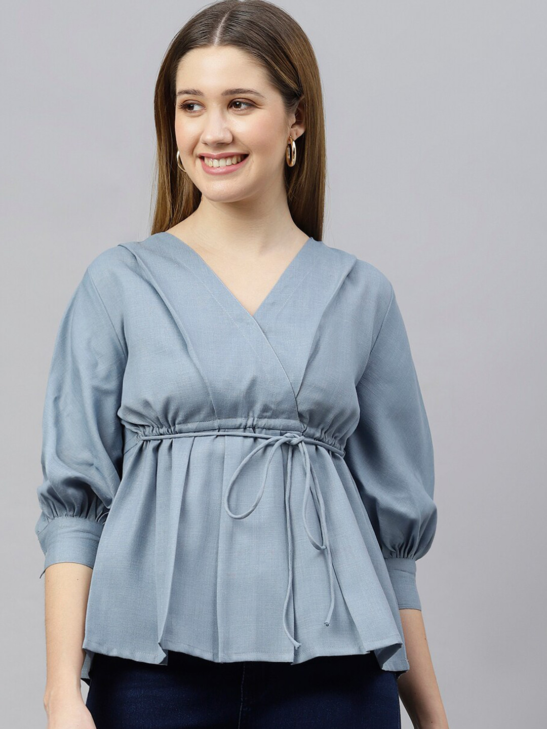 FLAMBOYANT Blue Empire Top